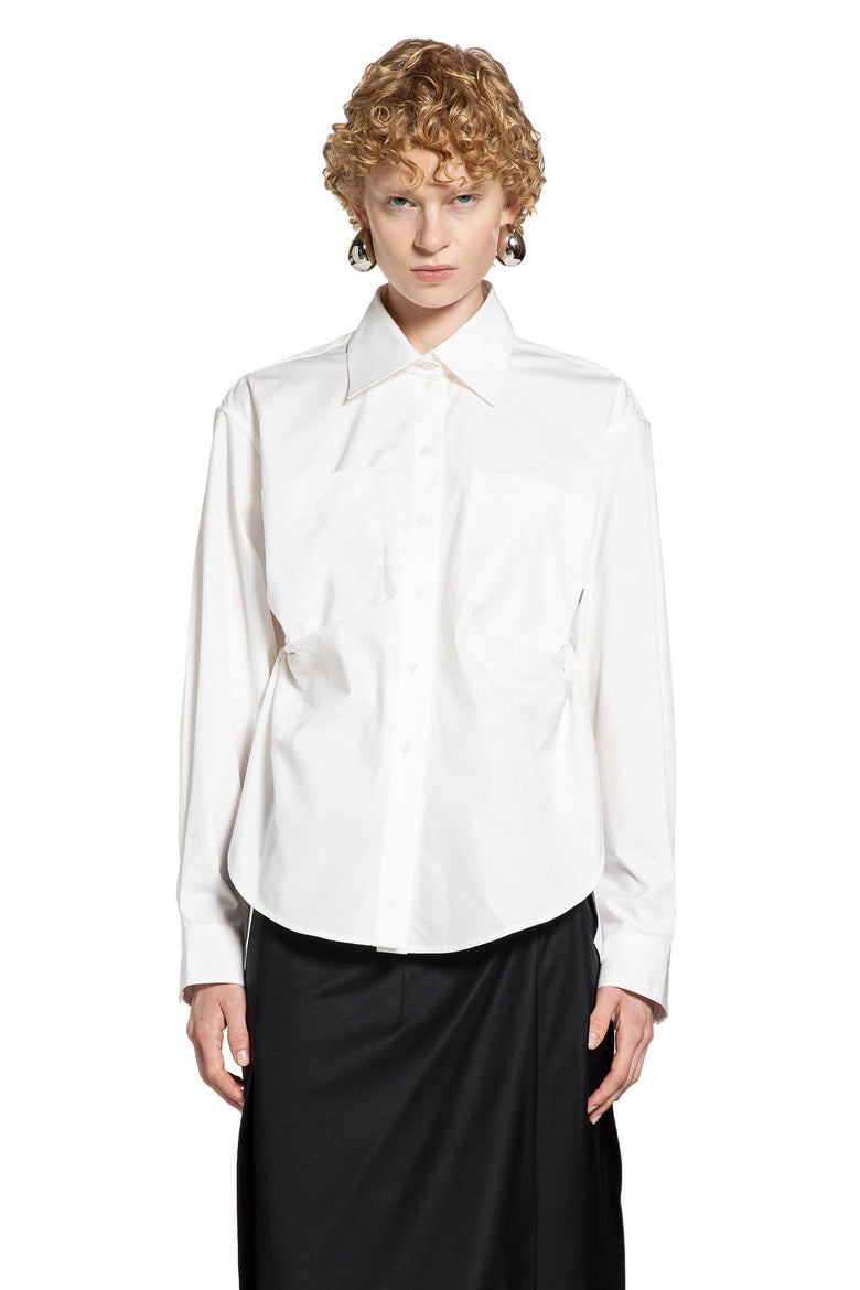 Poplin Shirt with Draped Sides