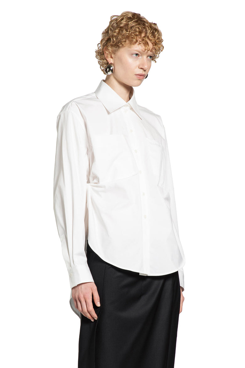 Poplin Shirt with Draped Sides