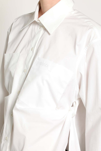 Poplin Shirt with Draped Sides