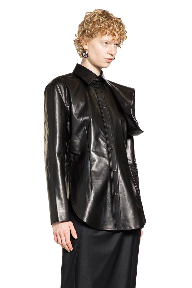 Leather Shirt with Floral Detail