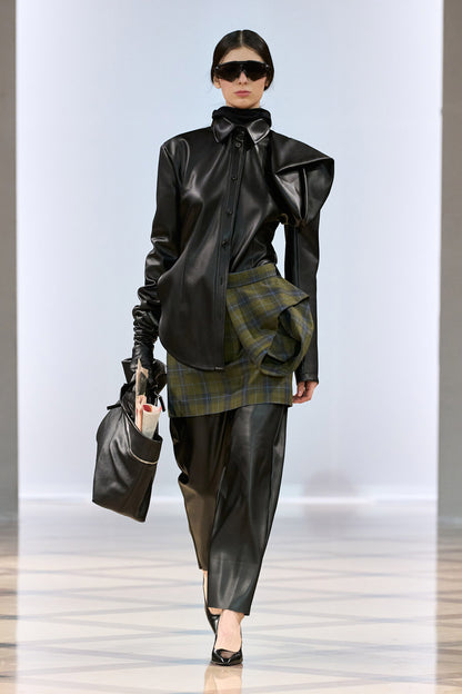 Leather Shirt with Floral Detail