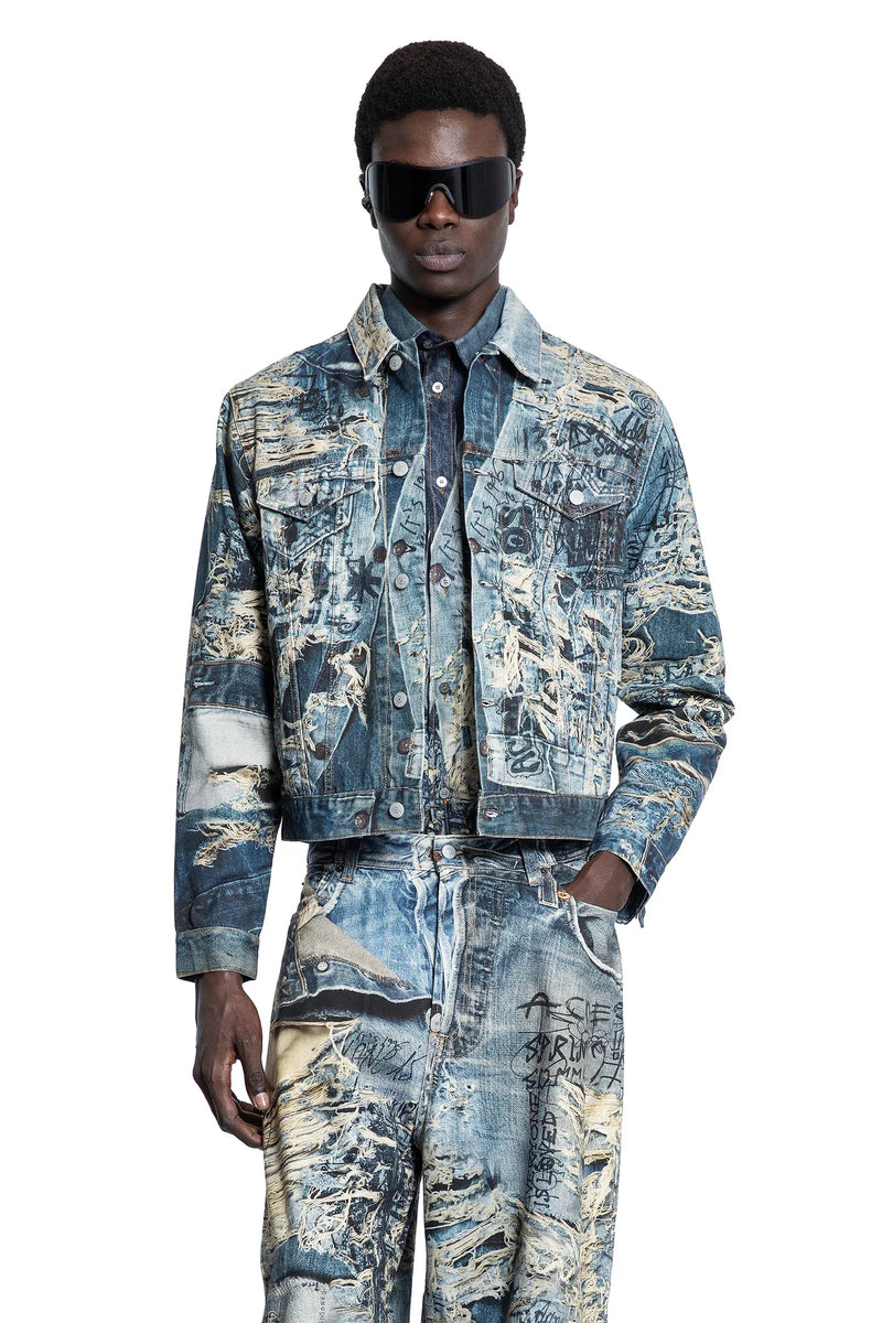 Trompe l'oeil Distressed Denim Jacket - Antonioli.eu