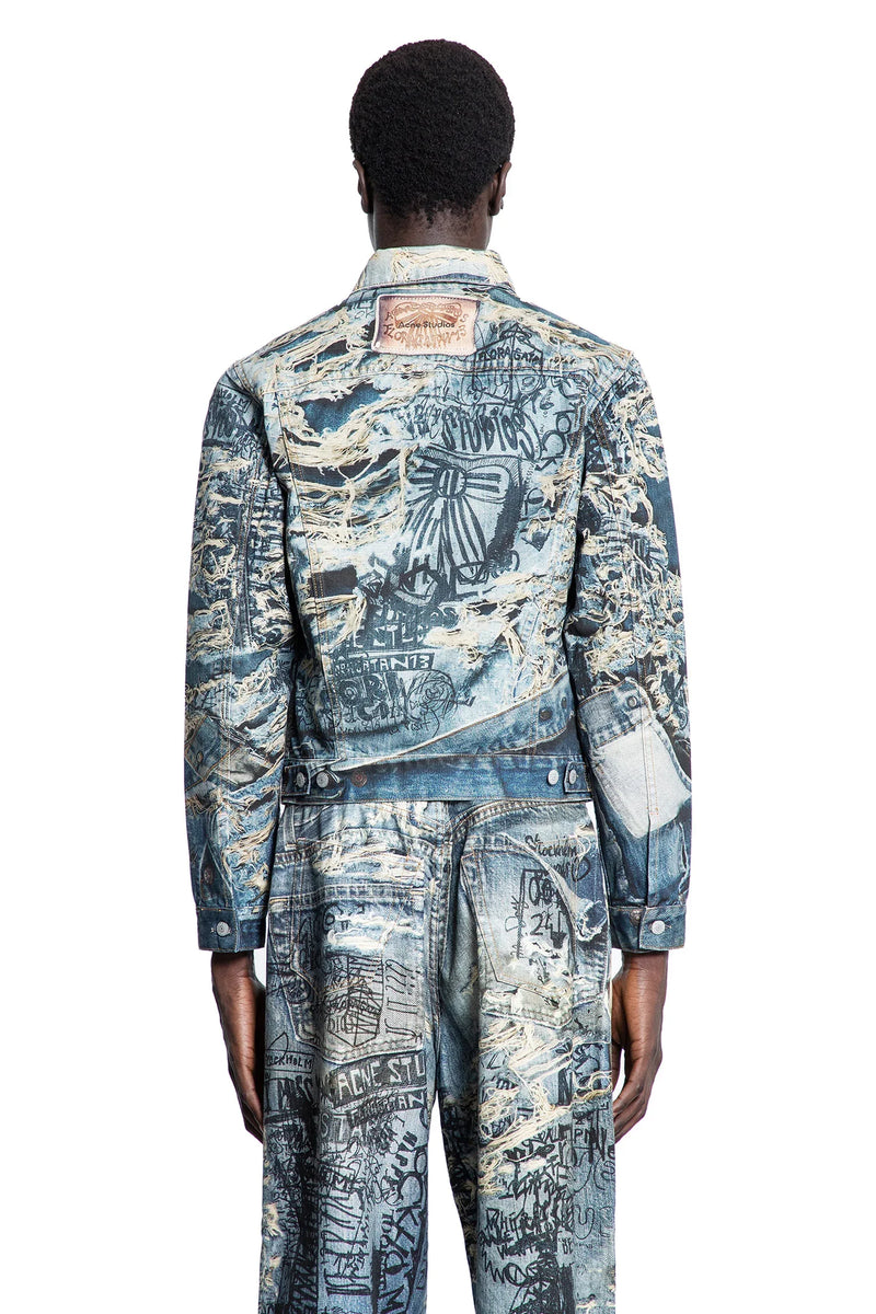Trompe l'oeil Distressed Denim Jacket - Antonioli.eu