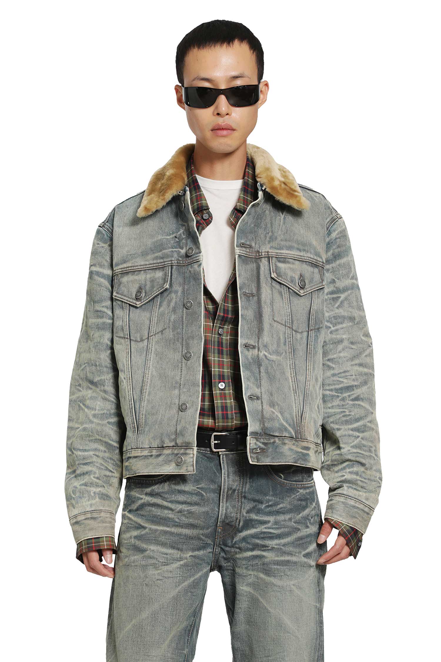 Shearling Collar Denim Jacket