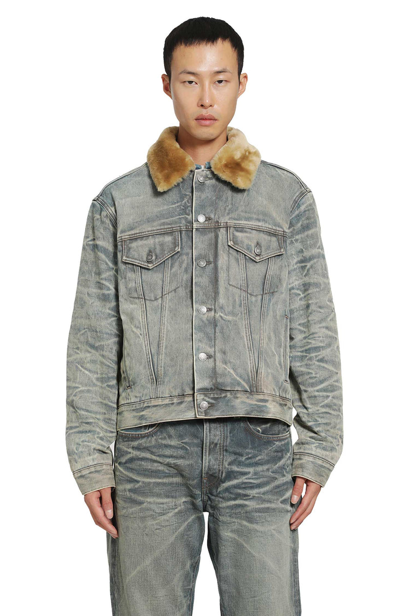 ACNE STUDIOS Shearling Collar Denim Jacket man