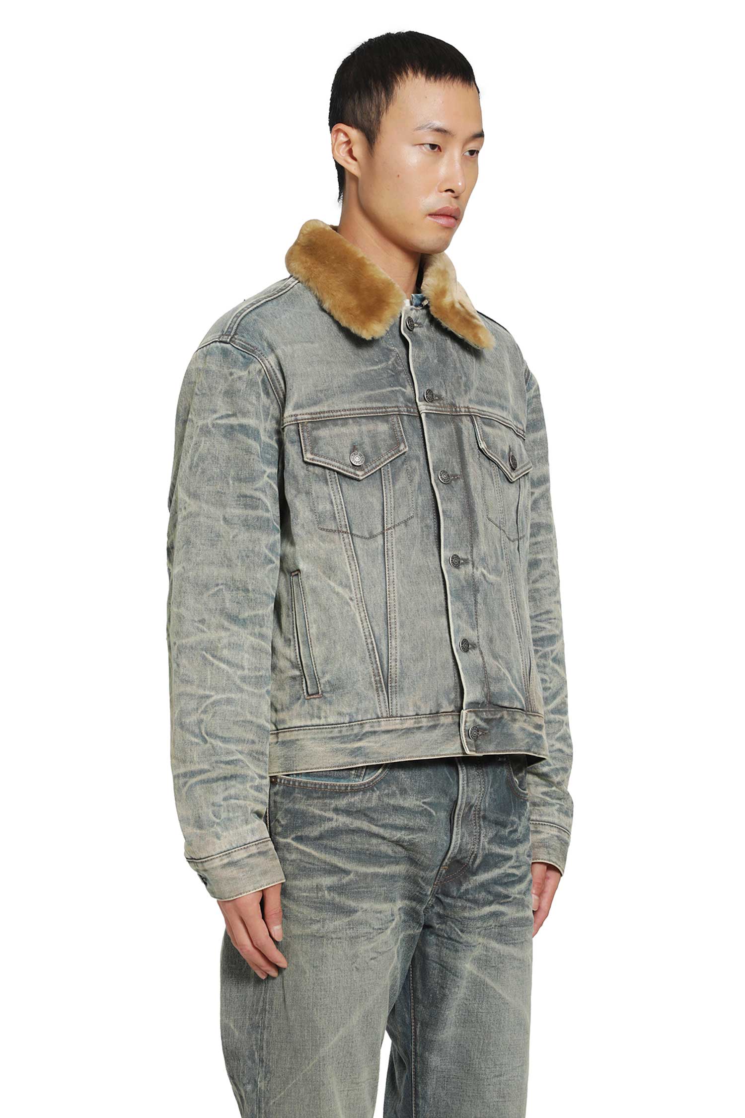 Shearling Collar Denim Jacket