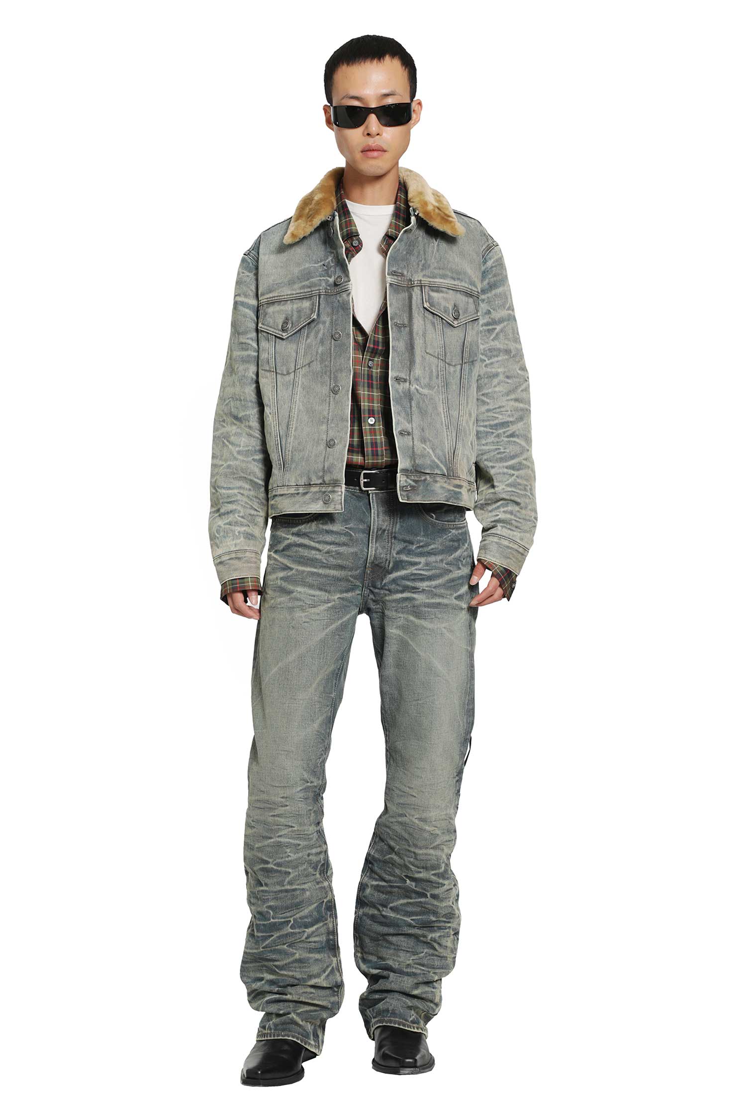 ACNE STUDIOS Shearling Collar Denim Jacket man