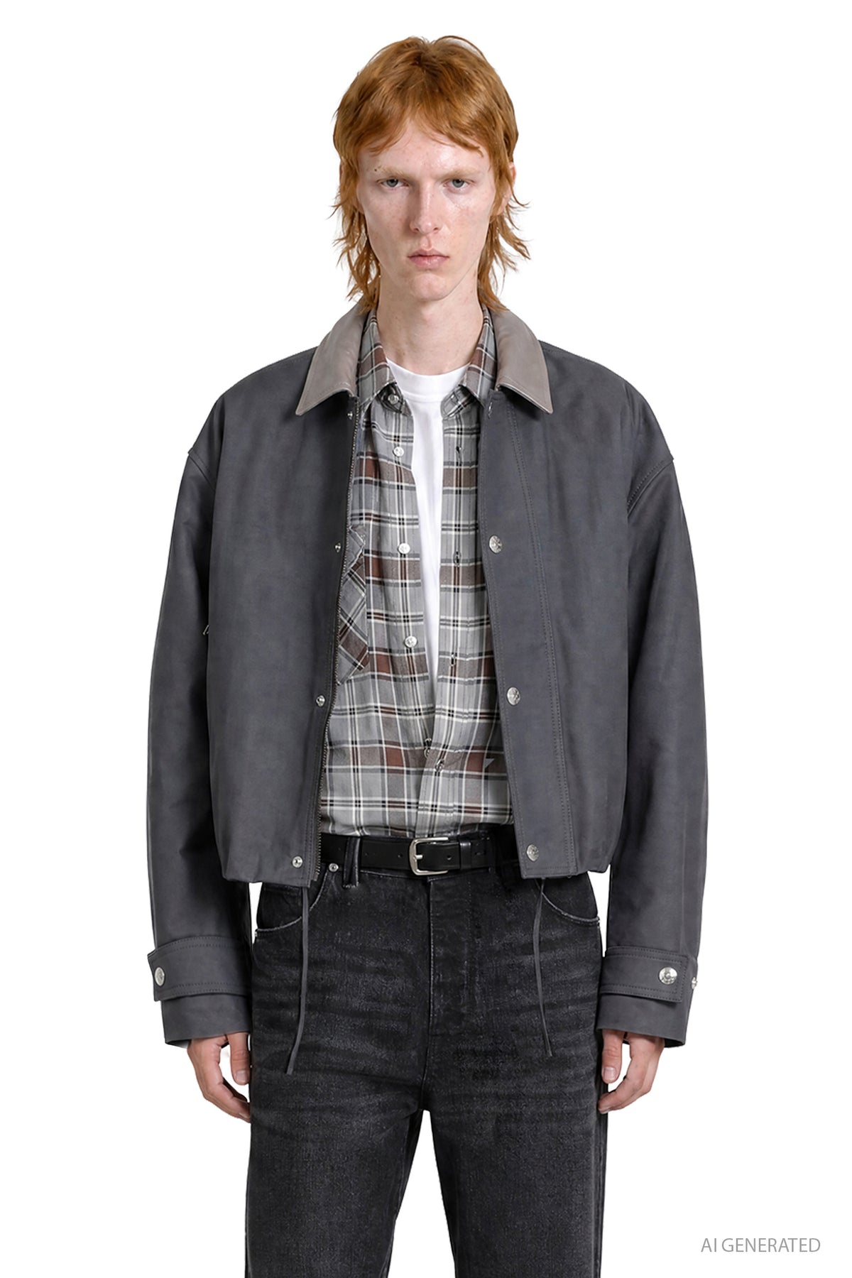 Leather Collar Bomber Jacket