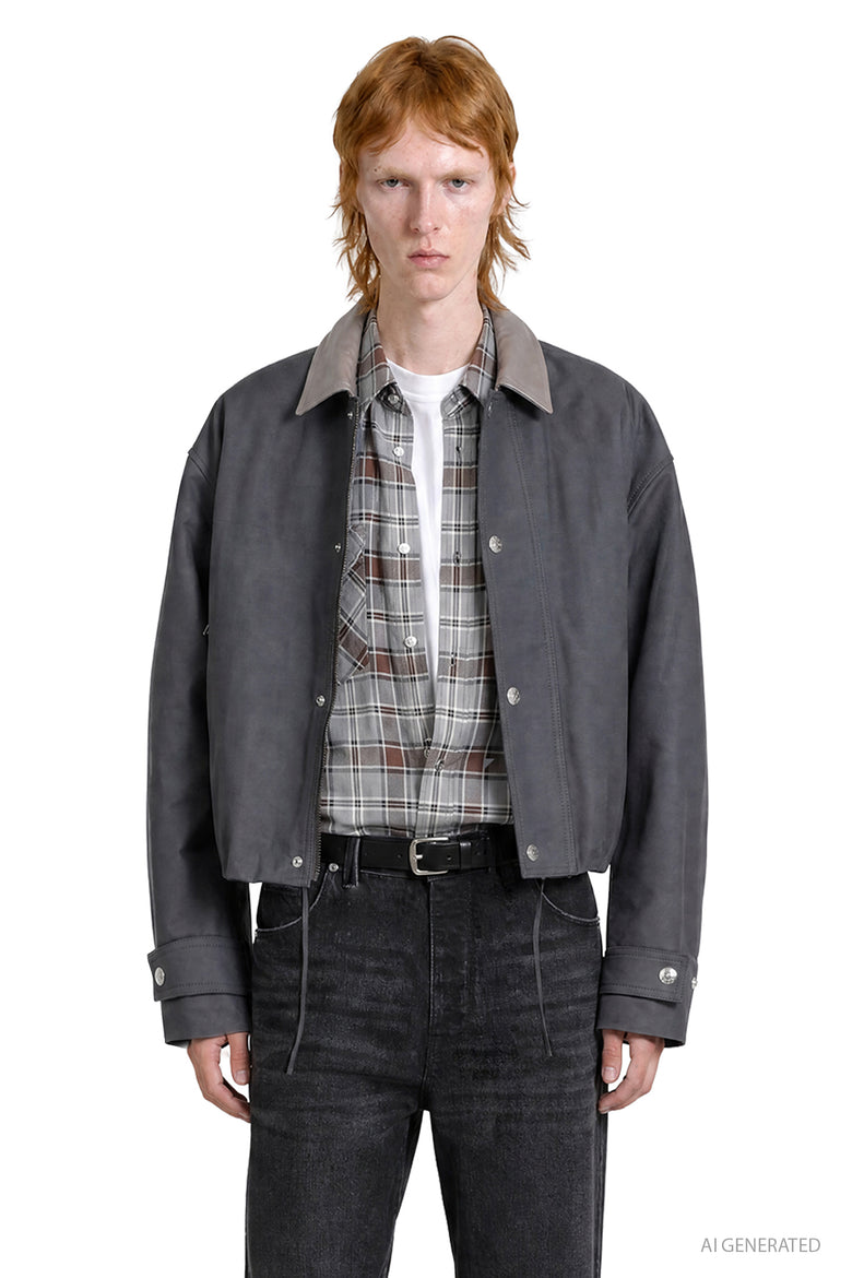 ACNE STUDIOS Leather Collar Bomber Jacket man