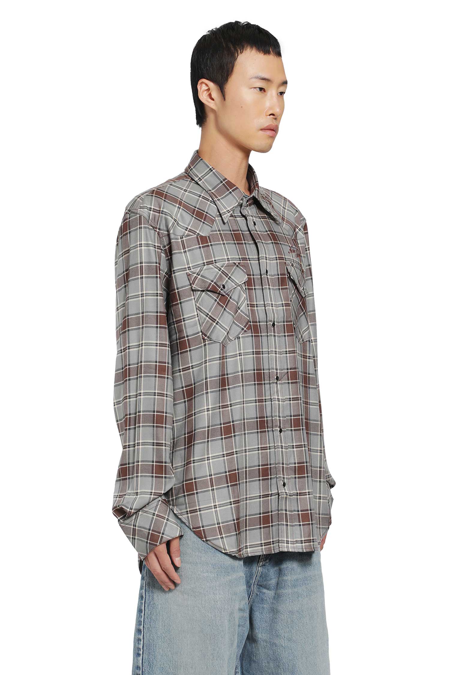 Flannel Check Button-Up Shirt