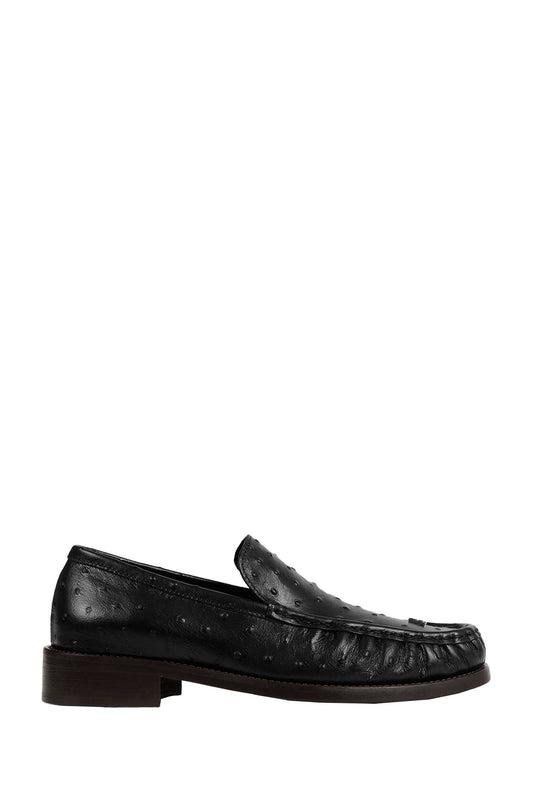 Ostrich-printed Leather Loafers