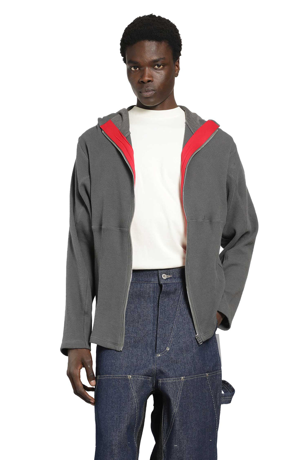 BRYAN JIMENEZ Thermal Zip-Up Hoodie man
