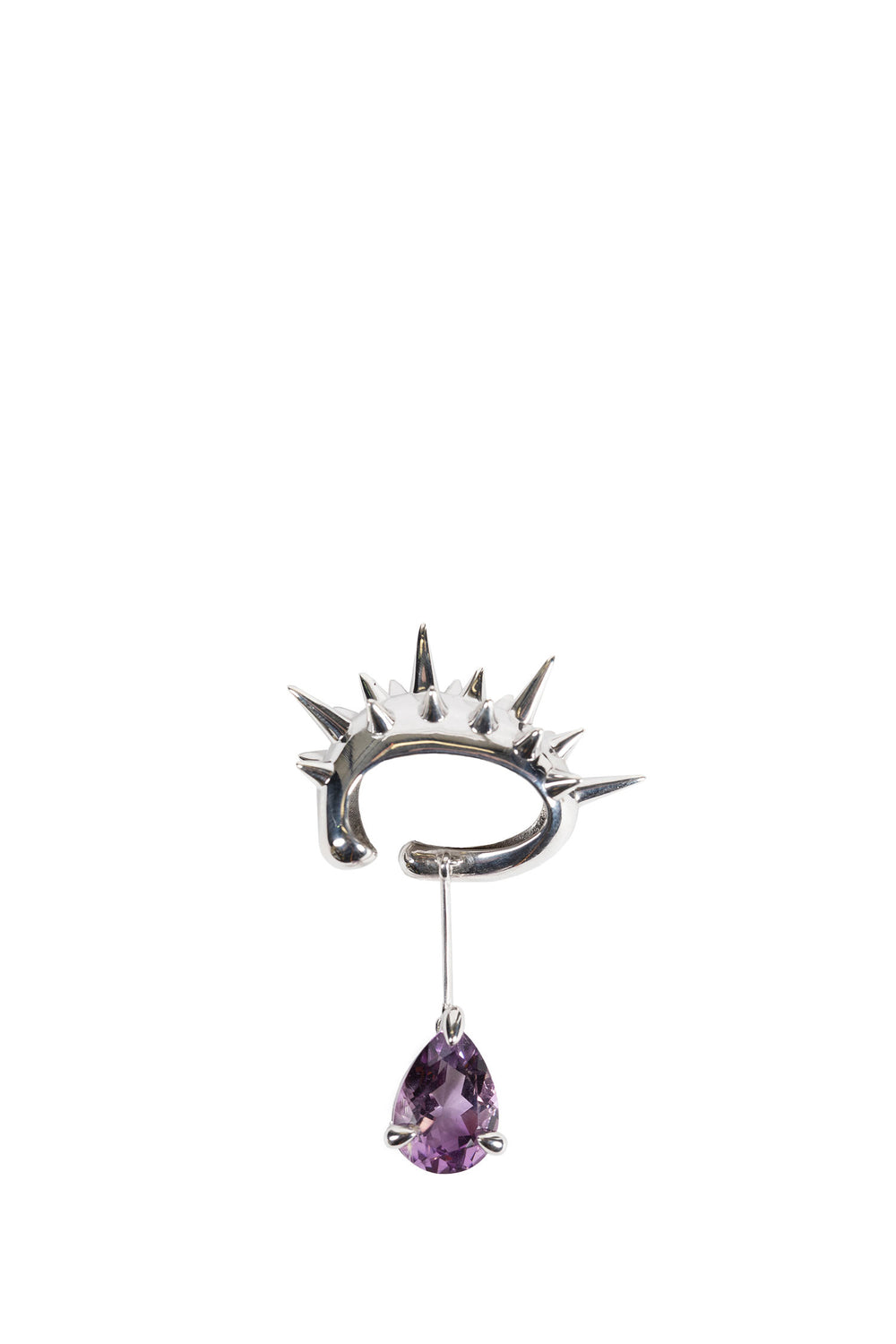 Blown Drop Spike Ear Cuff Purple Amethyst