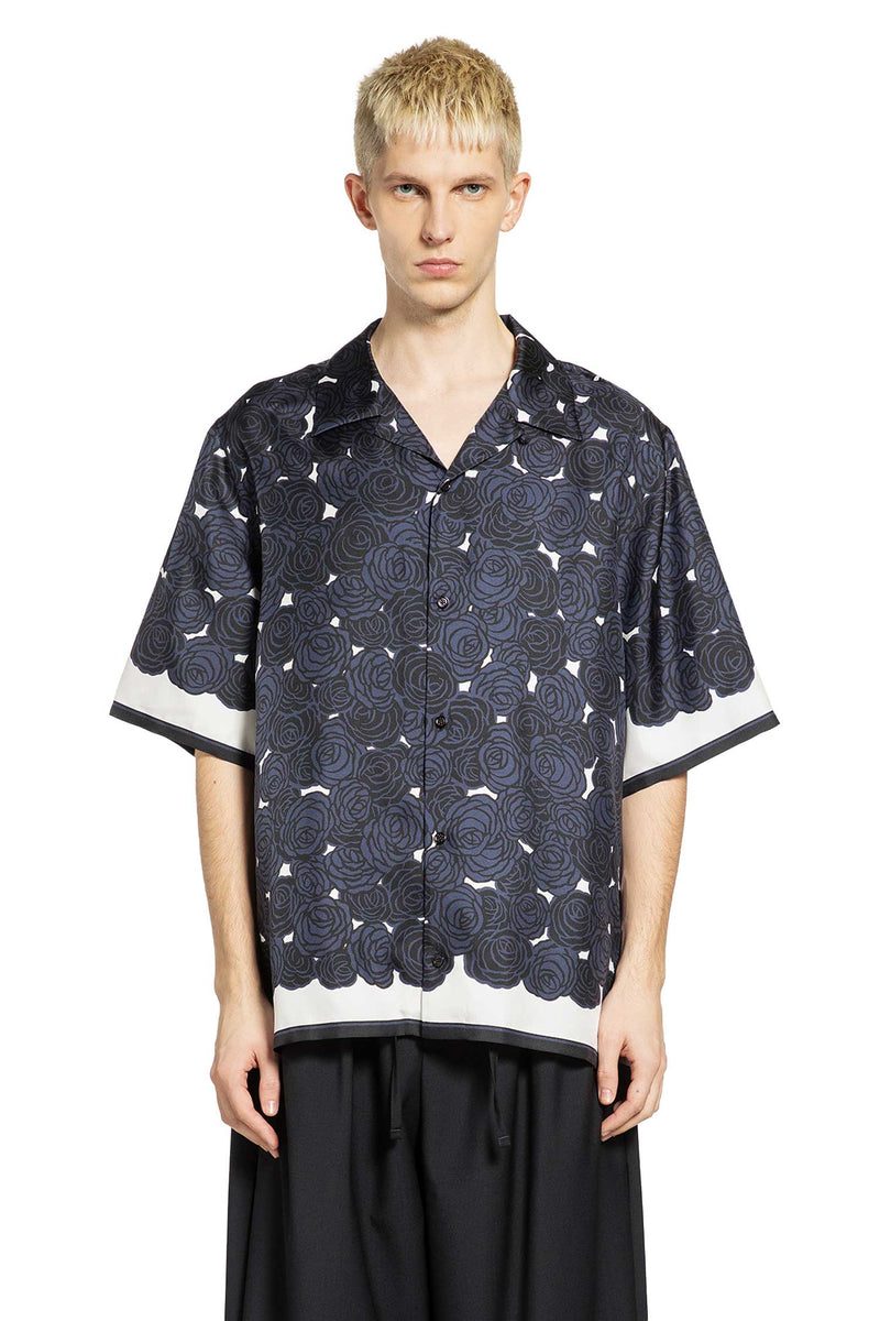 Rose Print Silk Bowling Shirt