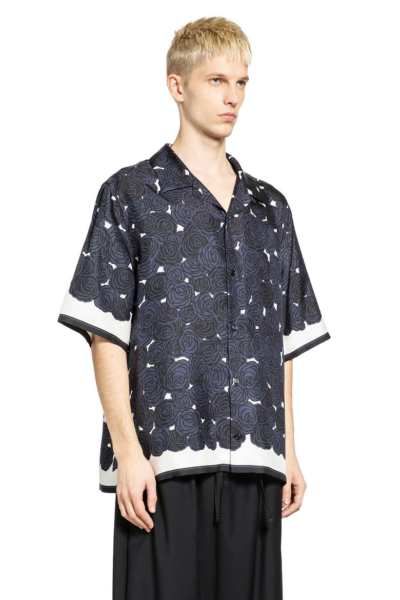 Rose Print Silk Bowling Shirt