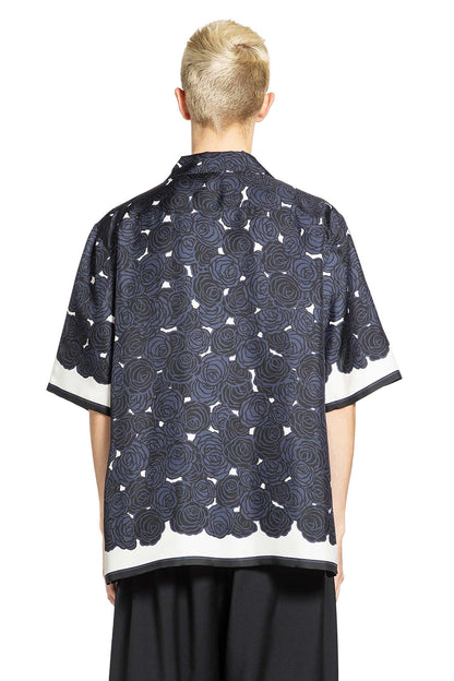 Rose Print Silk Bowling Shirt