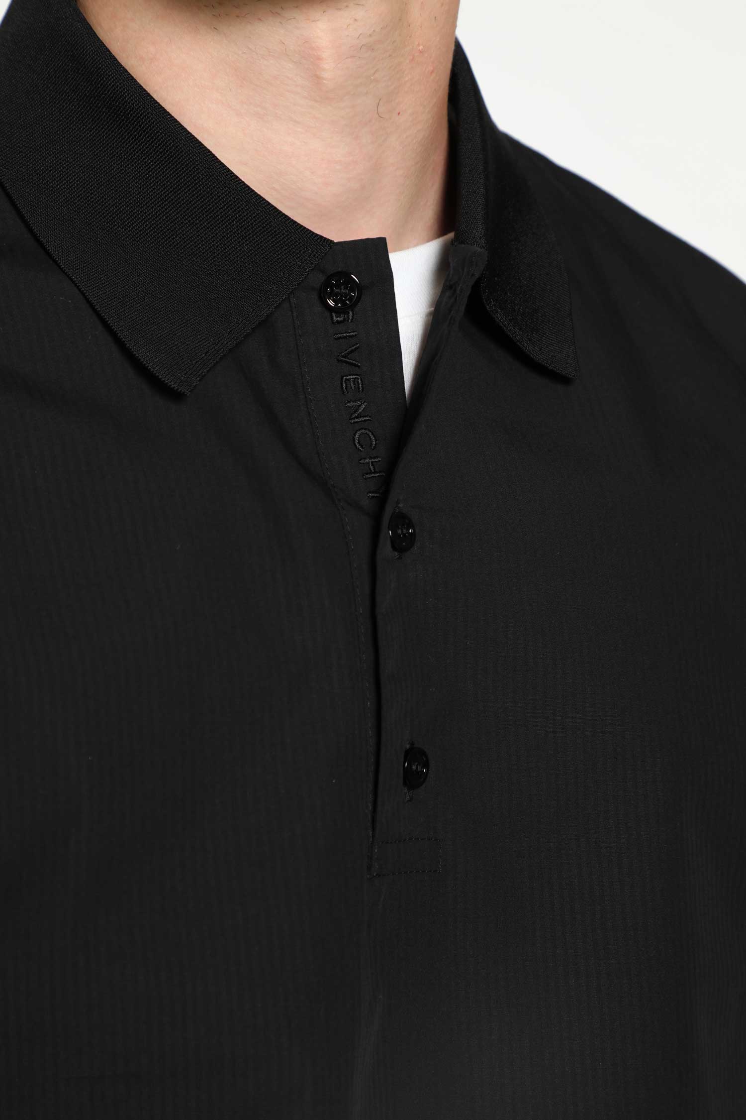 Striped Cotton Poplin Polo Shirt