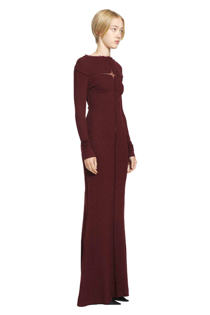 Slubbed Rib Dress with Frayed Edges