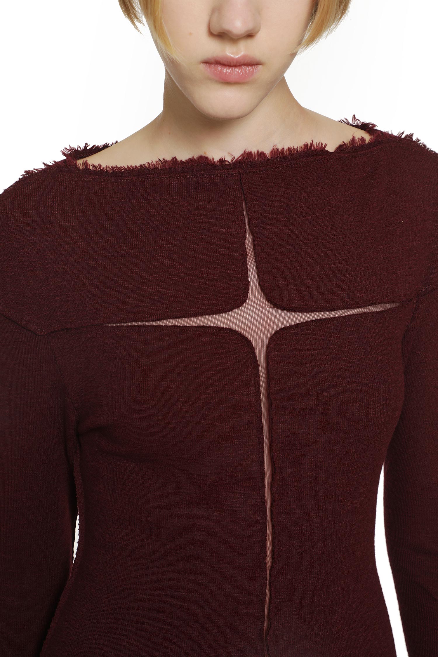 DAISY Slubbed Rib Dress with Frayed Edges woman