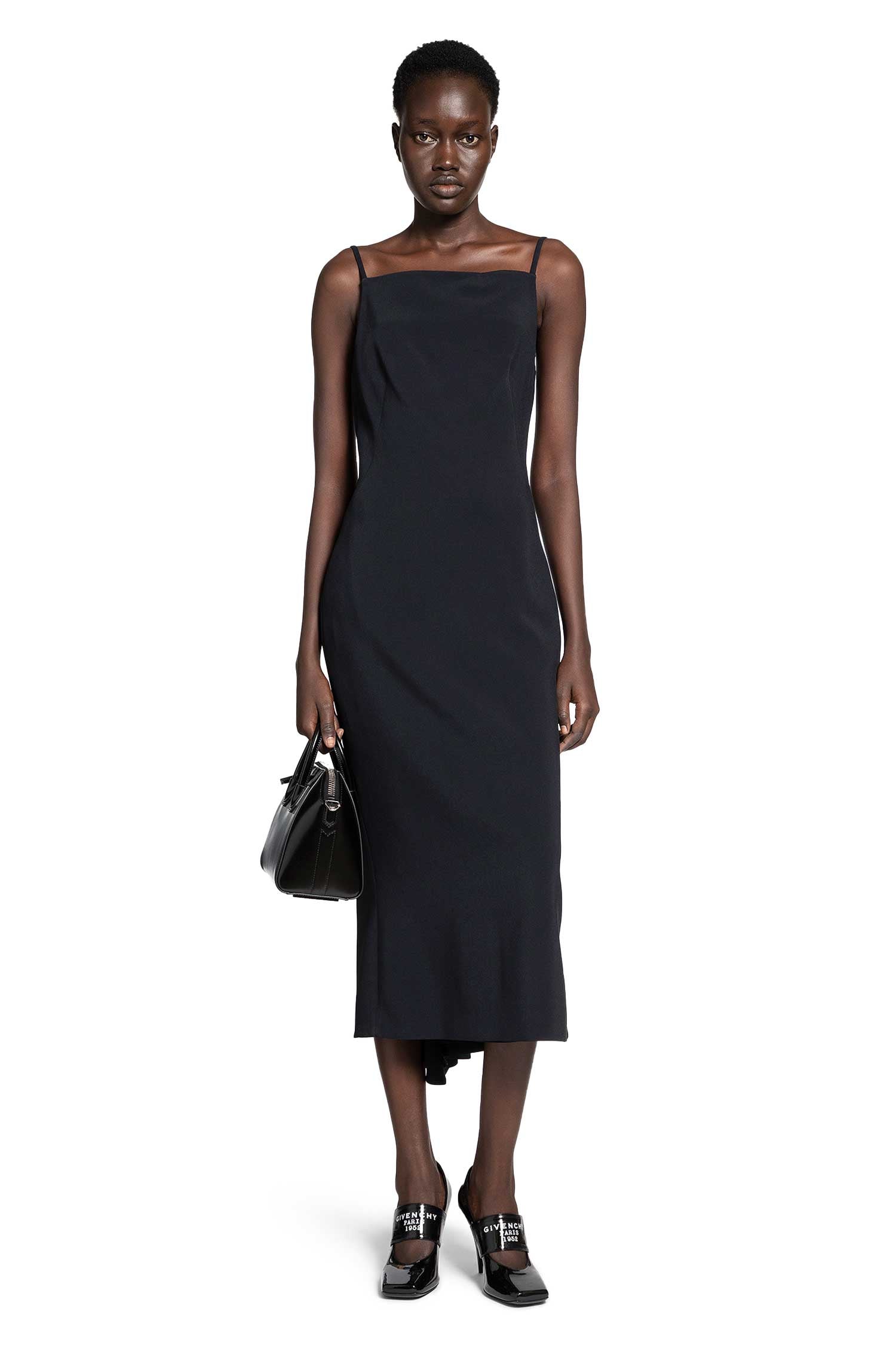 Sliced Midi Dress in Crepe Cady