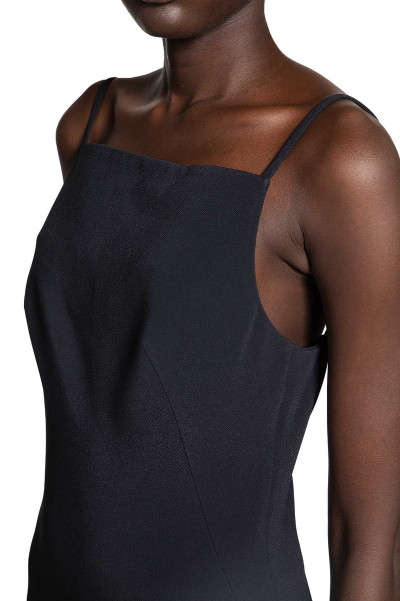 Sliced Midi Dress in Crepe Cady