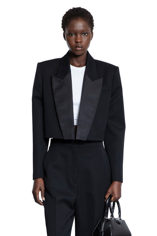 Cropped Tuxedo Blazer in Wool - Antonioli.eu