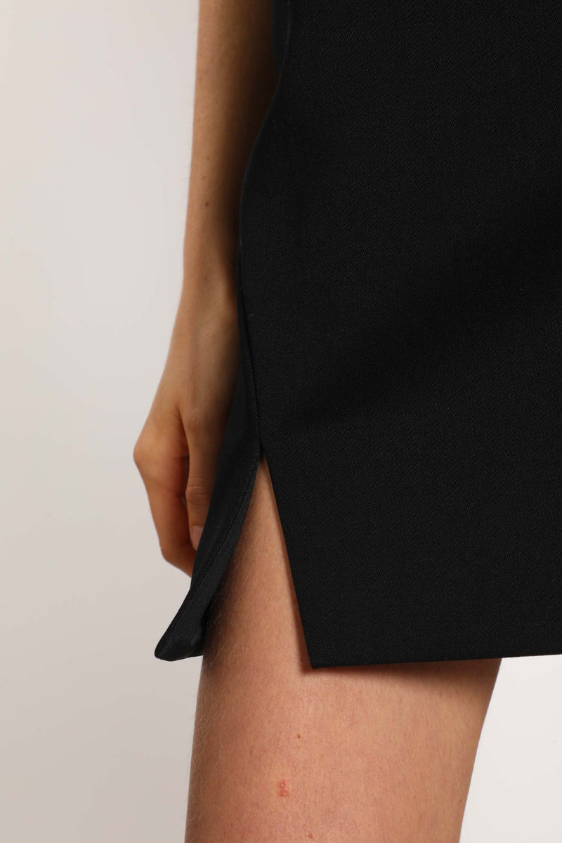 Wool Mini Skirt with Sliced Detail