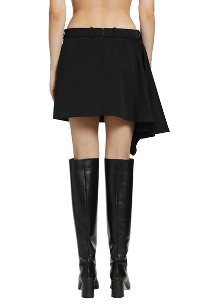 Wool Slashed Mini Skirt
