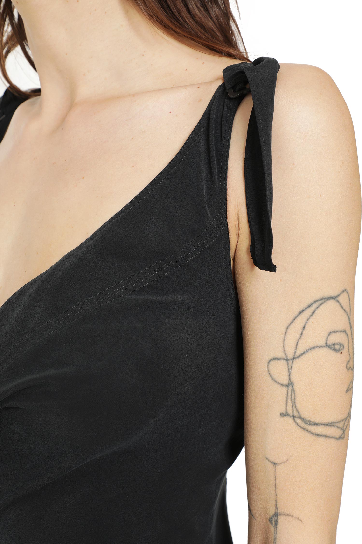 Gathered Dress in Crepe de Chine