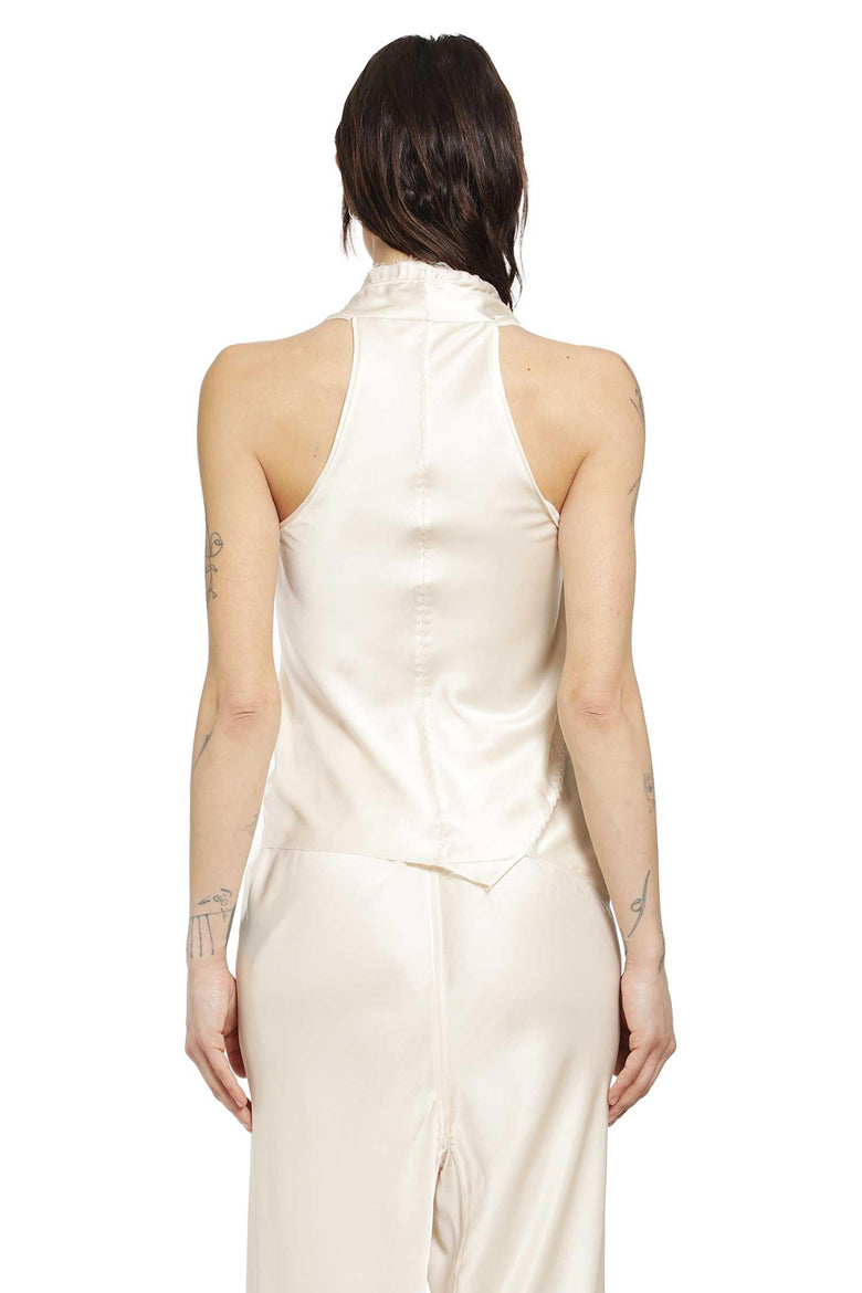 YEHUAFAN Silk Satin Sleeveless Top woman