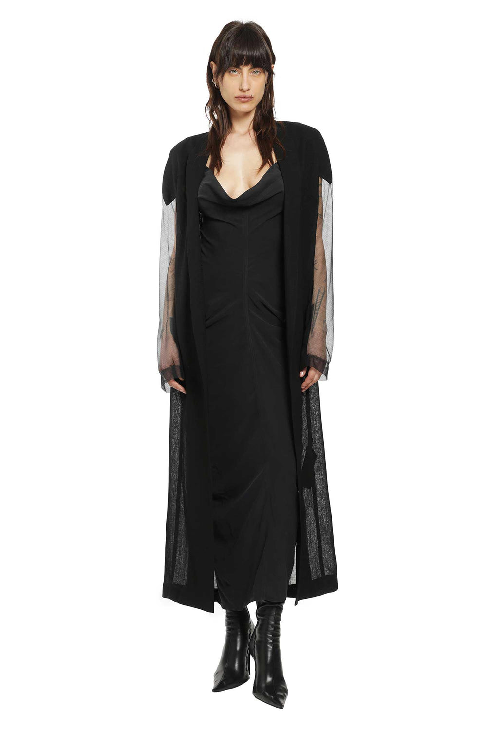 YEHUAFAN Semi-sheer Tulle Coat woman