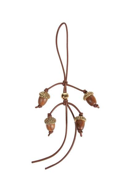 Acorn charm in wood and calfskin