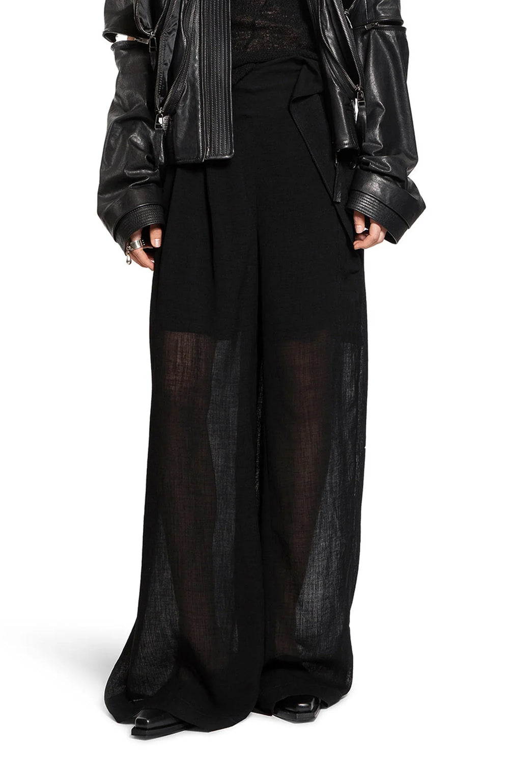 YEHUAFAN Nylon Sheer Wide Leg Pants woman