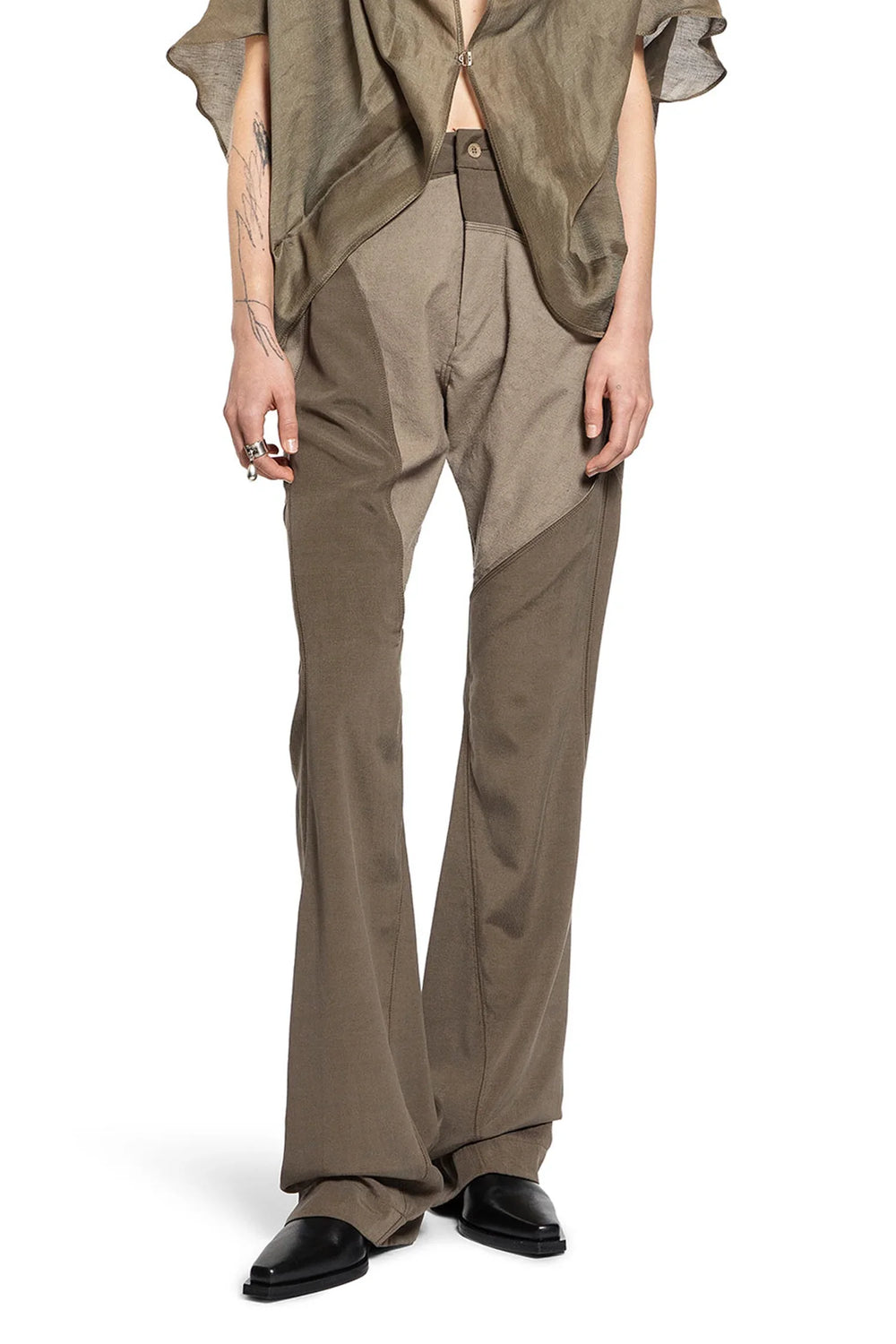 YEHUAFAN Splied Wool Silk Trousers woman