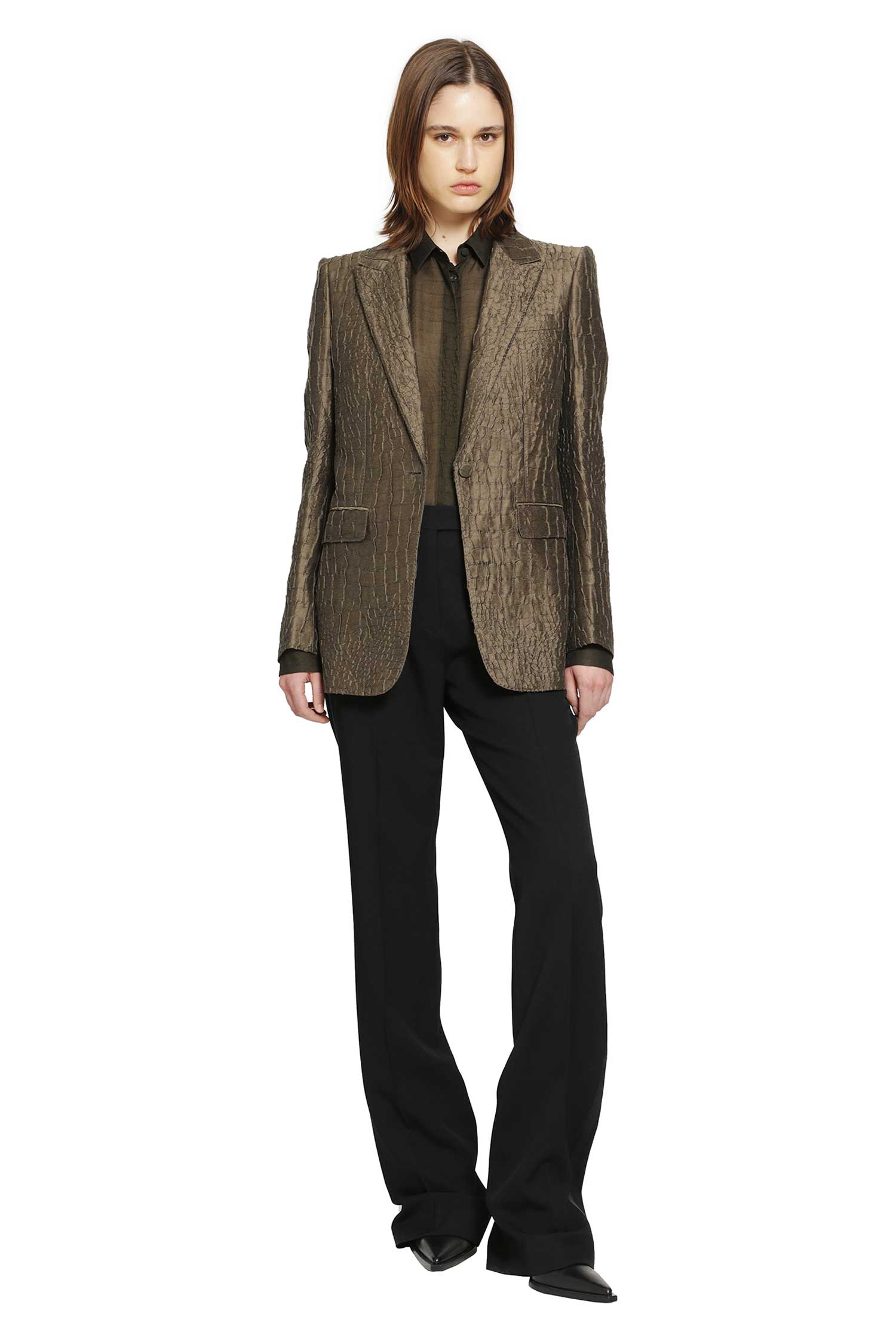 TOM FORD Croc-Print Shirt in Silk Chiffon woman
