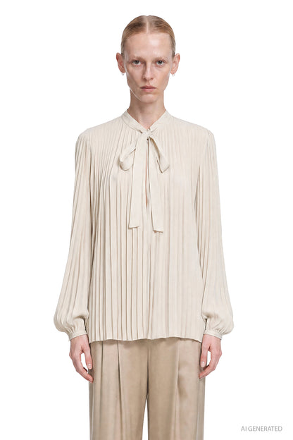 Pleated Viscose Crepe de Chine Shirt