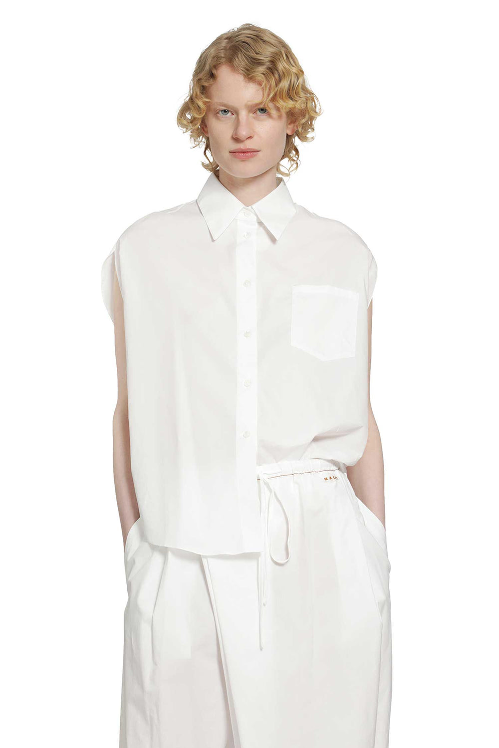 MARNI Poplin Shirt with Cape Sleeves woman