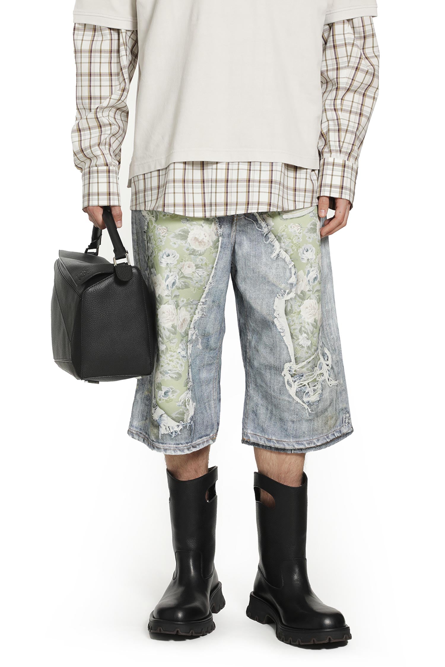 Trompel-L'Oeil Denim Shorts