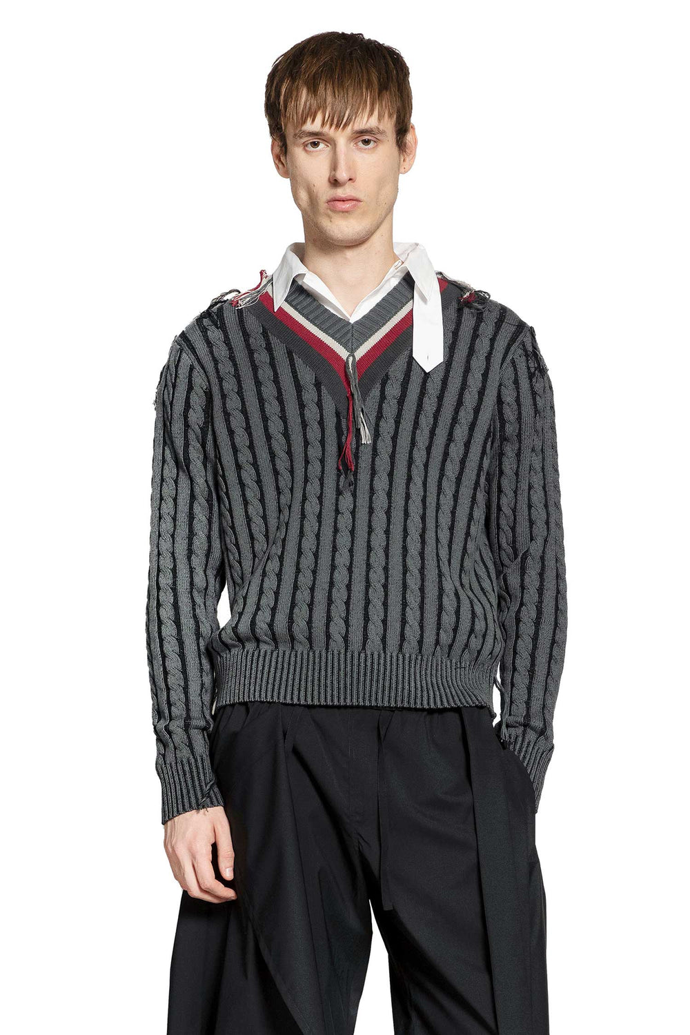 CRAIG GREEN V-Neck Cable Jumper man