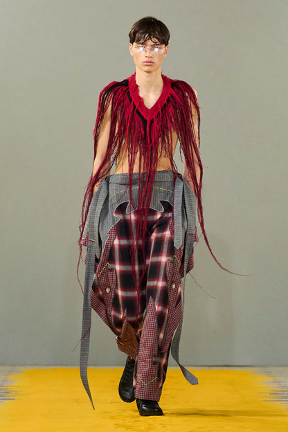 Embroidered Patchwork Trousers