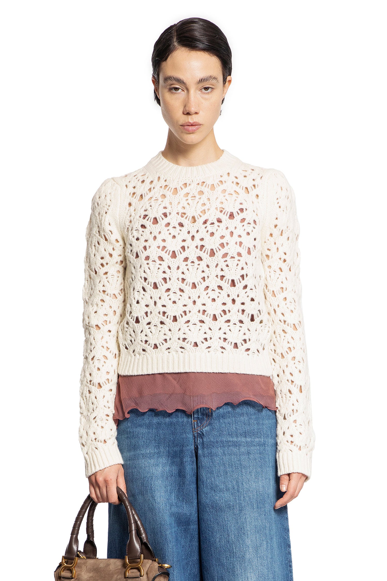 CHLOÉ WOMAN OFF-WHITE KNITWEAR