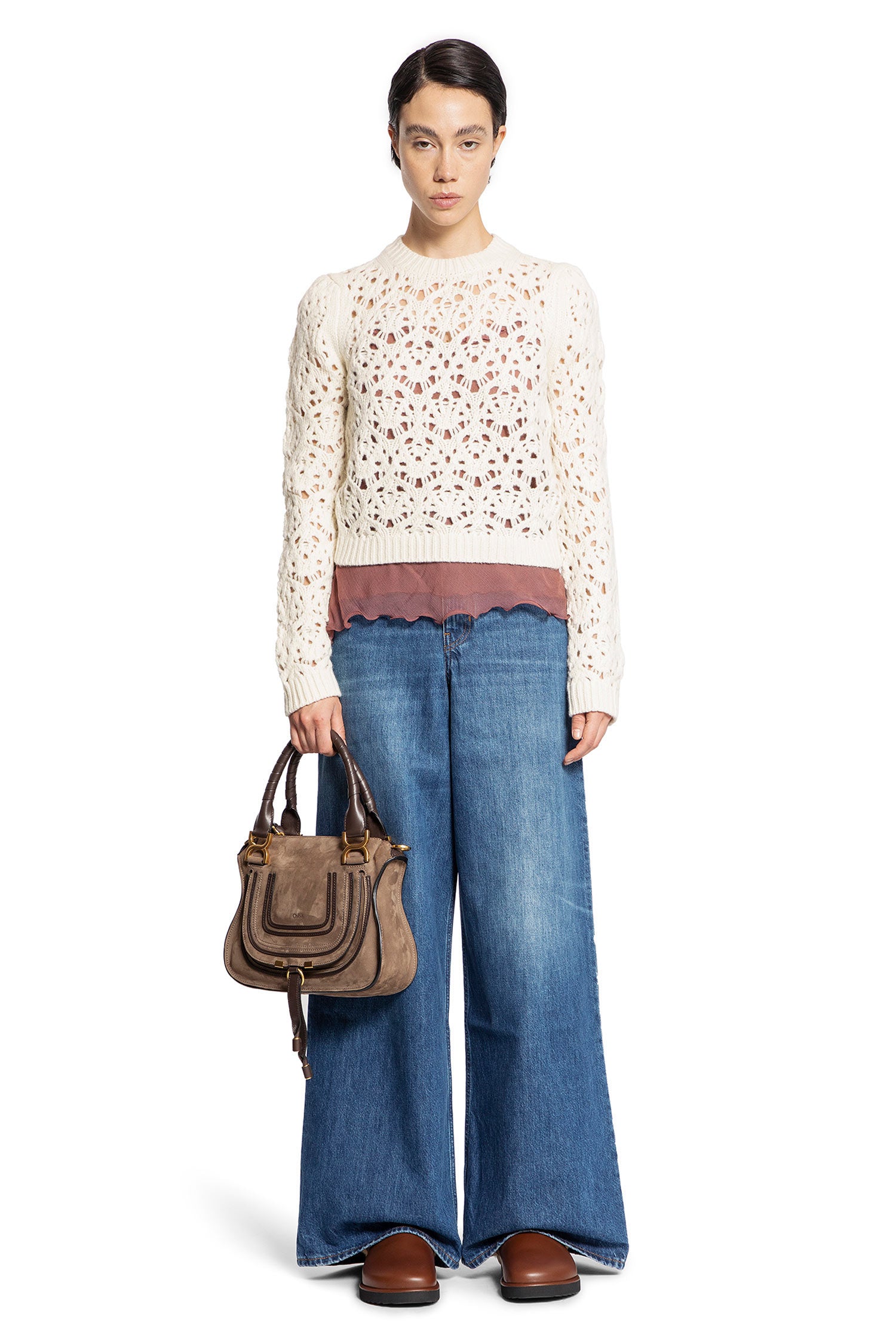 CHLOÉ WOMAN OFF-WHITE KNITWEAR