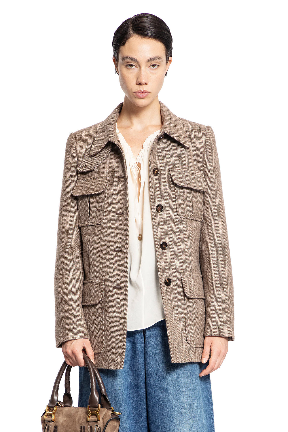 CHLOÉ WOMAN BROWN JACKETS