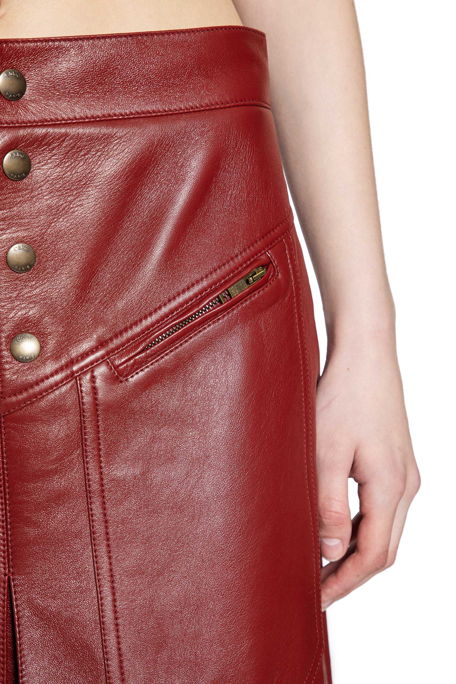 Knee-Length Skirt in Leather
