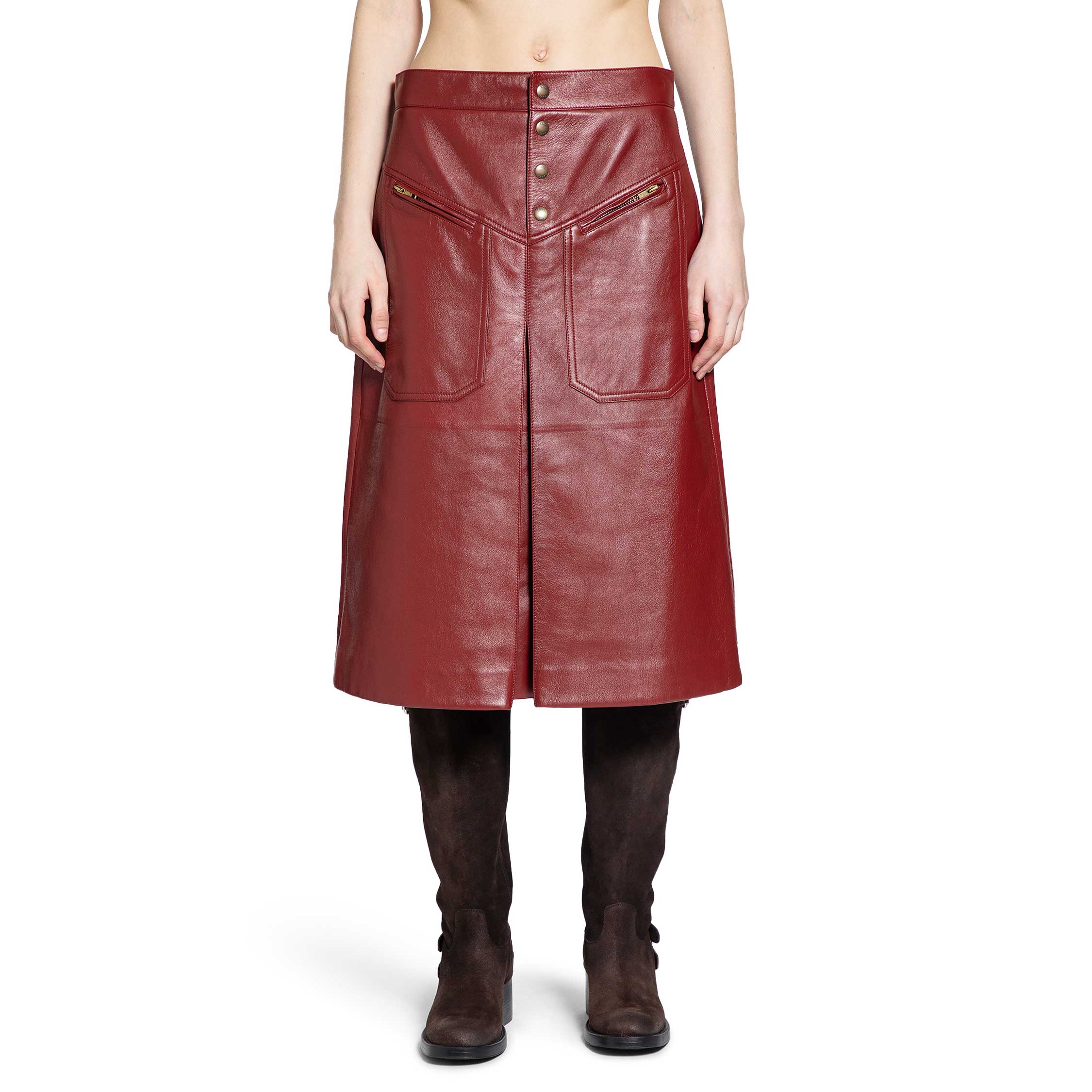 Knee-Length Skirt in Leather