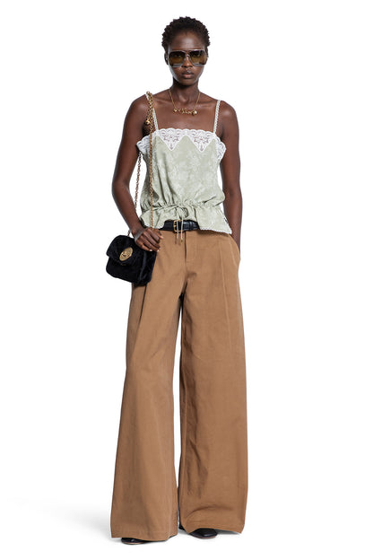 Drawstring Camisole Top in Silk Jacquard and Lace