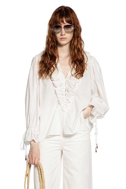 Puff Sleeve V-Neck Top in Cotton Voile