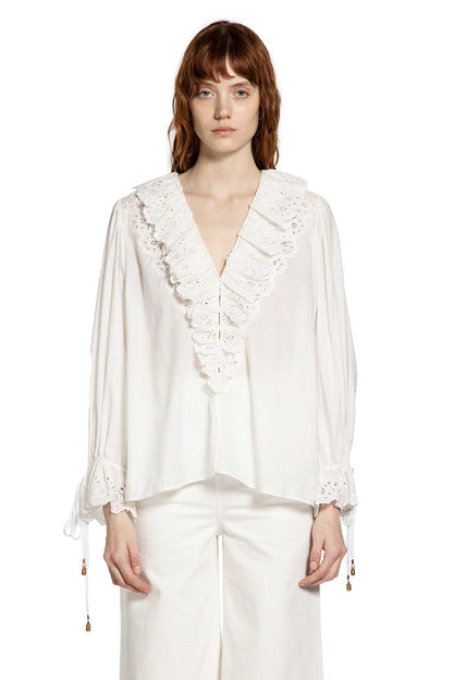 Puff Sleeve V-Neck Top in Cotton Voile
