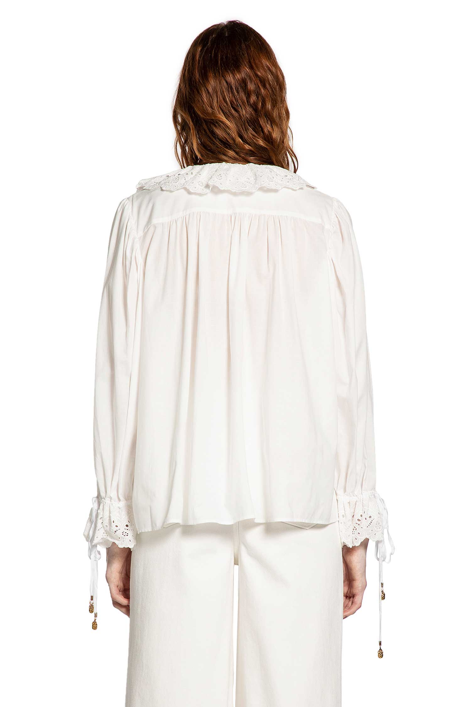 Puff Sleeve V-Neck Top in Cotton Voile