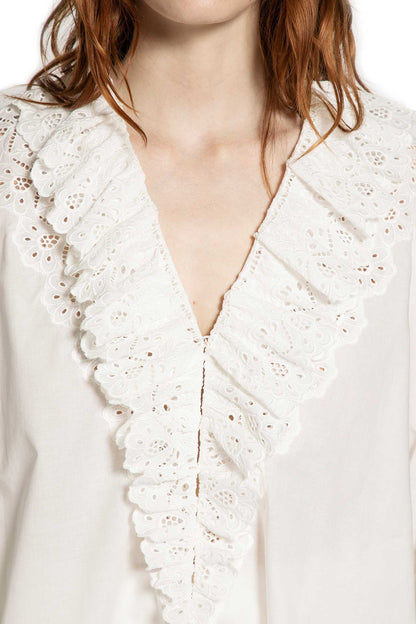 Puff Sleeve V-Neck Top in Cotton Voile